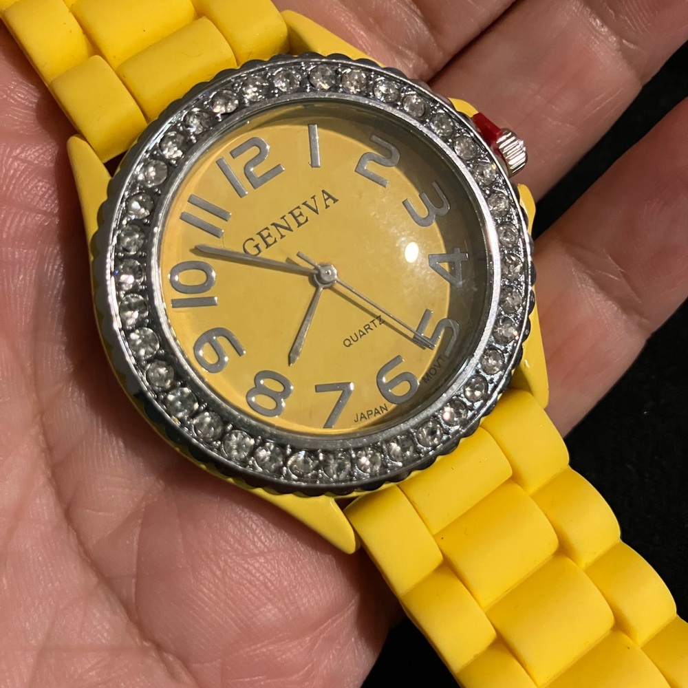 Geneva Vibrant Yellow Watch with Crystal Accents